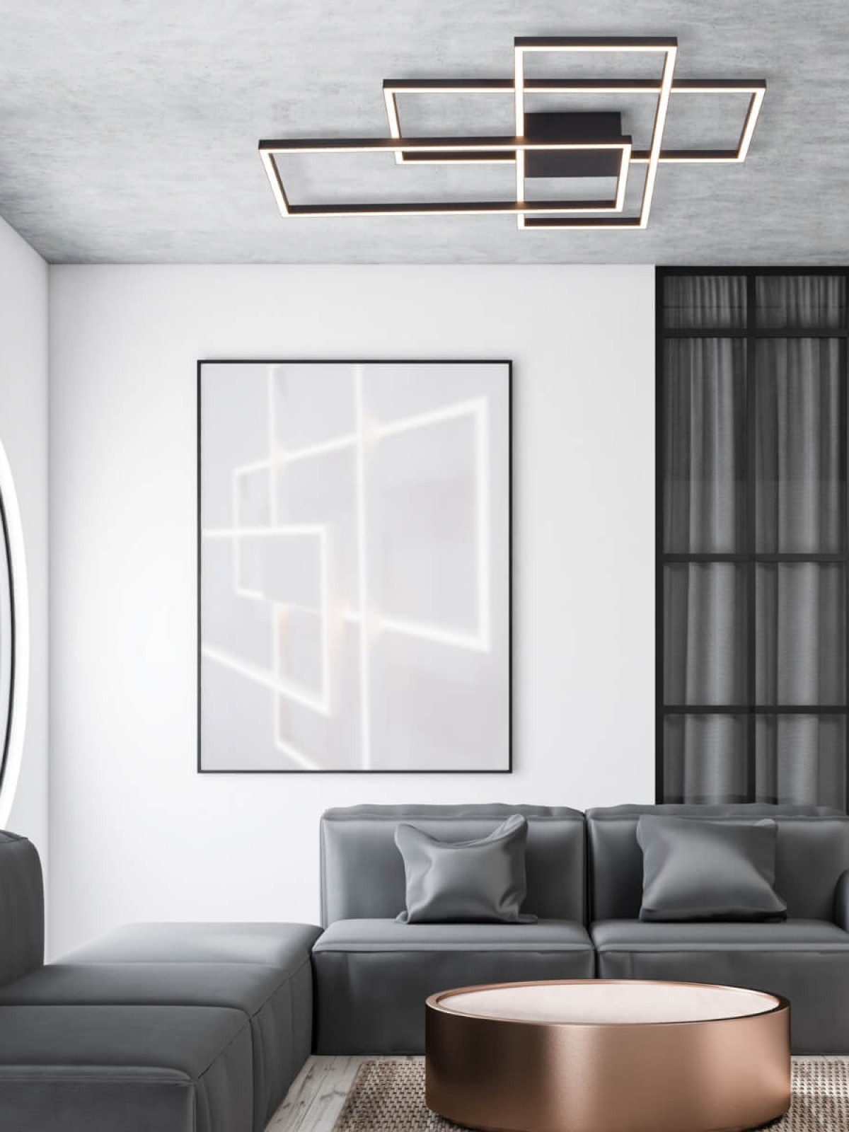 Πλαφονιέρα Φωτιστικό Οροφής 90cm LED 52W IP20 3000K Zambelis-2020-Μαύρο 2020 - second view